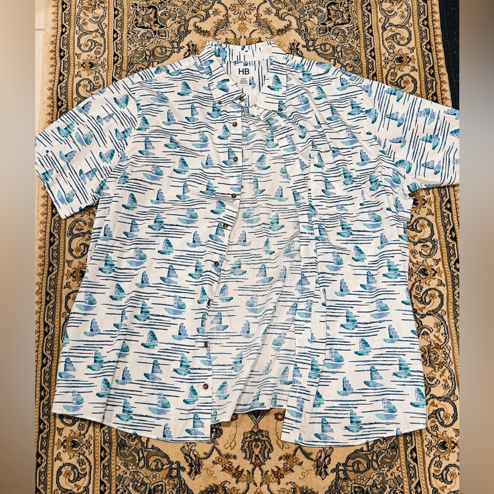 Men's Summer Boat T-Shirt Button-Up